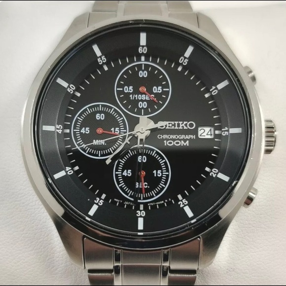 Seiko Quartz Chronograph Black Dial Men's Watch - Picture 2 of 9